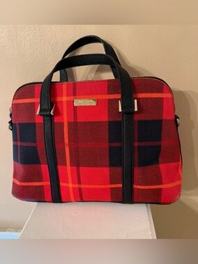 KATE SPADE NEWBURY RED TARTAN PLAID TOP HANDLE CROSSBODY RACHELLE SATCHEL (EUC)